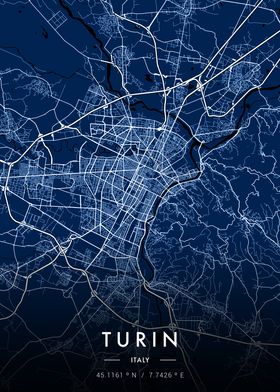 Turin City Map Blueprint