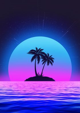 Coconut Synthwave Island