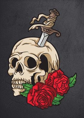 Skull tattoo with rose