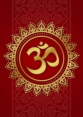 Hindu Ohm Symbol Red Gold