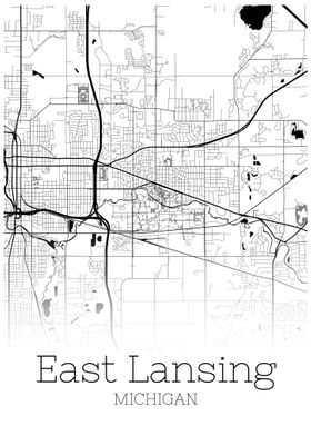 Fast Lansing Michigan map