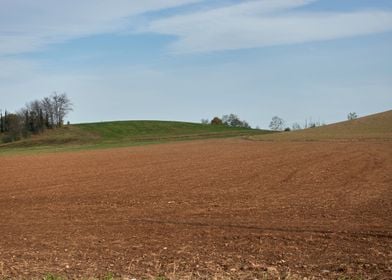 fields plowed in the autum