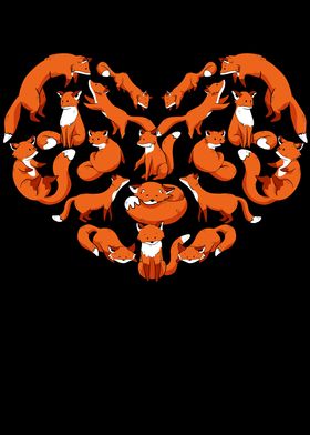 Kawaii Fox Heart Wildlife