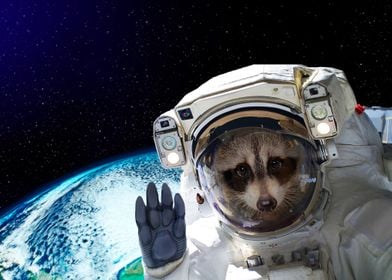 Funny Raccoon Astronaut