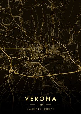 Verona City Map Gold