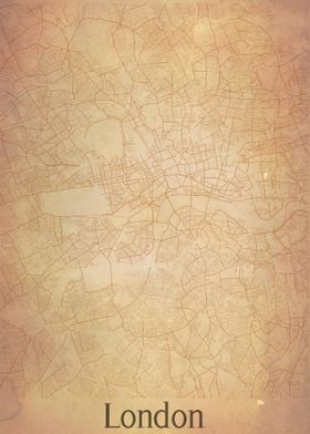 LONDON UK VINTAGE MAP