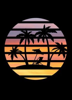 sunset RETRO VINTAGE PALM 