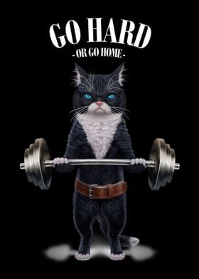 Tuxedo Cat Weightlifting