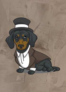 Dachshund in a suit