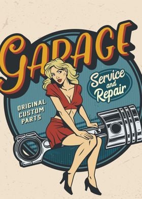 Garage repairs pin up girl