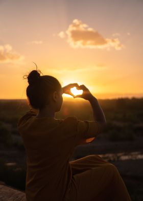 girl love sunset orange