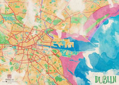 Watercolor Map of Dublin