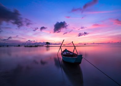 boat blue cloud sunset