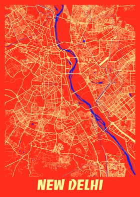 New Delhi Retro City Map