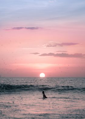 pink sunset beach cloud