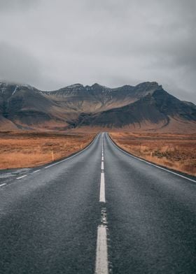 mountain brown road cloud