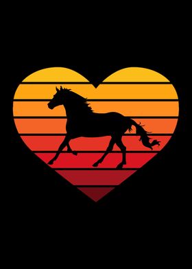 I Love Horses Retro Heart