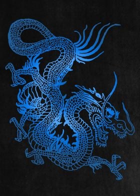 'Blue Chinese Dragon Art' Poster by John Marinakis | Displate