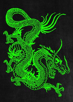 Neon Green Chinese Dragon