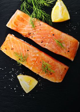 Salmon raw fish