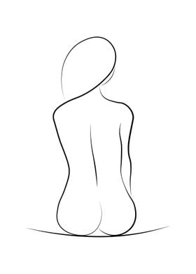 Nude woman line Art