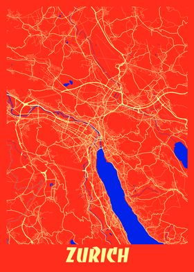 Zurich Retro City Map