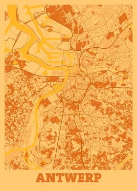 Antwerp Sunset City Map