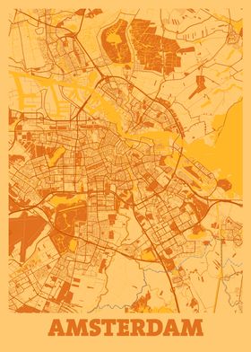 Amsterdam Sunset City Map