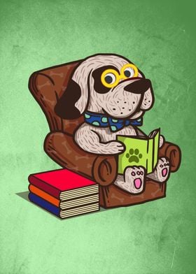 Nerdy dog reading