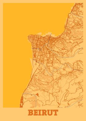 Beirut Sunset City Map