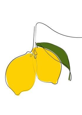 One line art lemon art