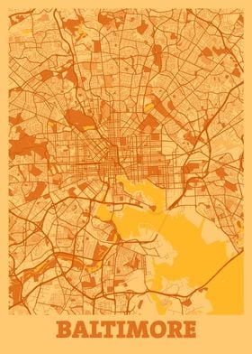 Baltimore Sunset City Map