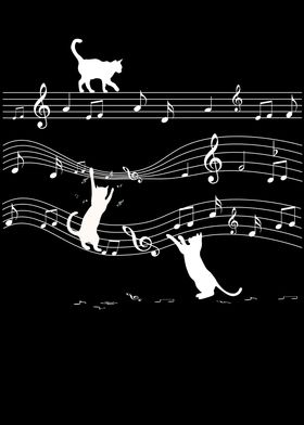 Music Notes Playful Cat