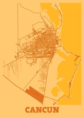 Cancun Sunset City Map