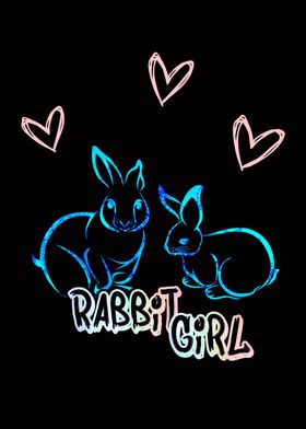 Rabbit Girl Neon Wall Art