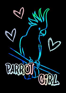 Parrot Girl Neon Wall Art