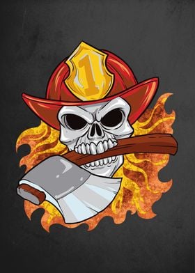 Firefighter skull with ax