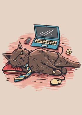 CUTE CAT HOMEOFFICE WORK