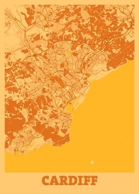 Cardiff Sunset City Map