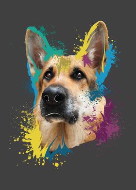 German Shepherd Splash Art