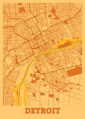 Detroit Sunset City Map