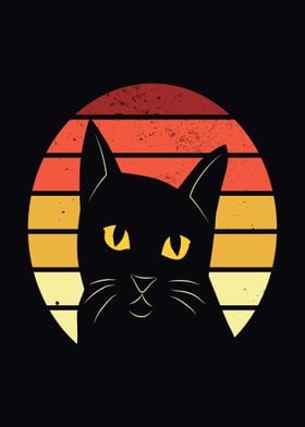 CUTE CAT BLACK RETRO 