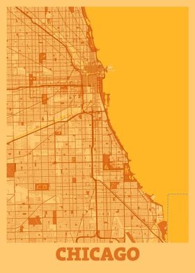 Chicago Sunset City Map