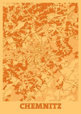 Chemnitz Sunset City Map