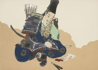 Samurai sitting writing