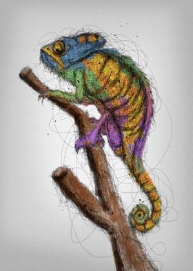 chameleon scribble art