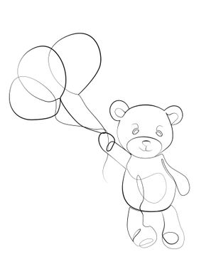 Tedy bear one line art