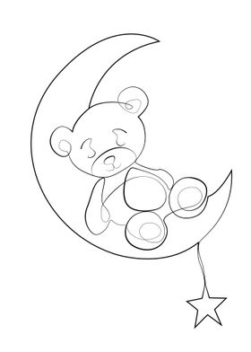 Tedy bear sleep with moon