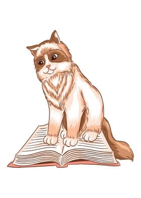 CUTE CAT READING BOOK