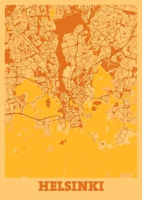 Helsinki Sunset City Map